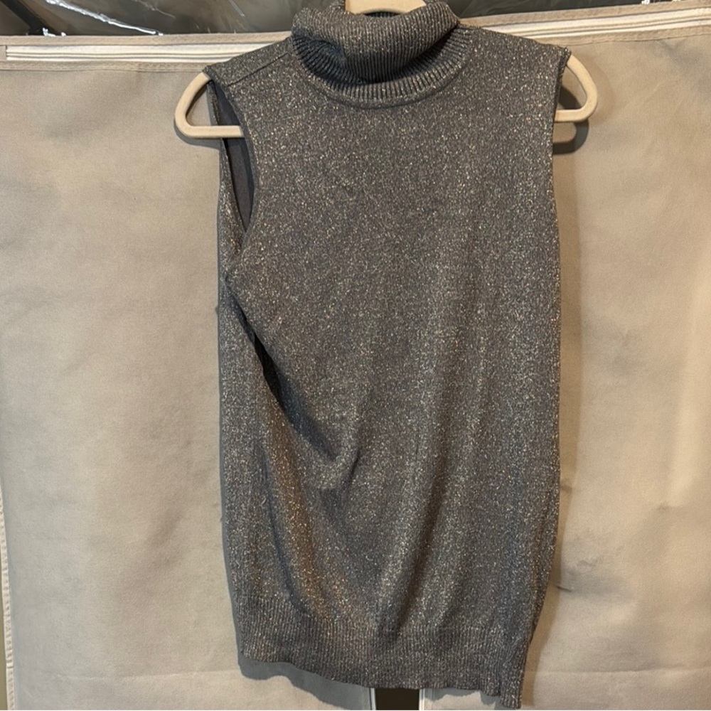 Classy Joseph A. Metallic Silver Knit Sweater